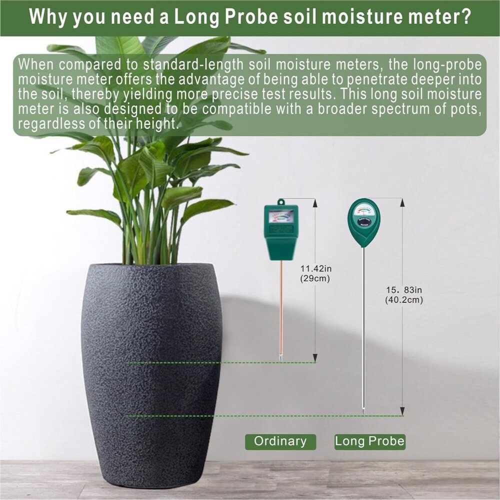 Long Probe Deep Use Soil Moisture Meter, Water Monitor Indicator Sensor, Hygrome - Picture 2 of 7